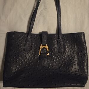 Dooney & Bourke Blue Tote Ostrich Texture.